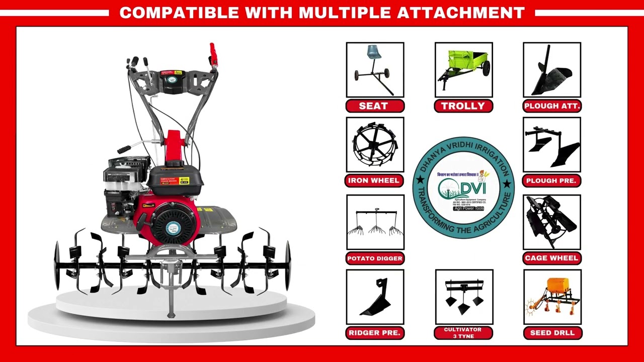 DVI 7HP 4 Stroke Power Weeder with AIR Cooled Petrol Engine Suitable (with Potato Digger Attachment)