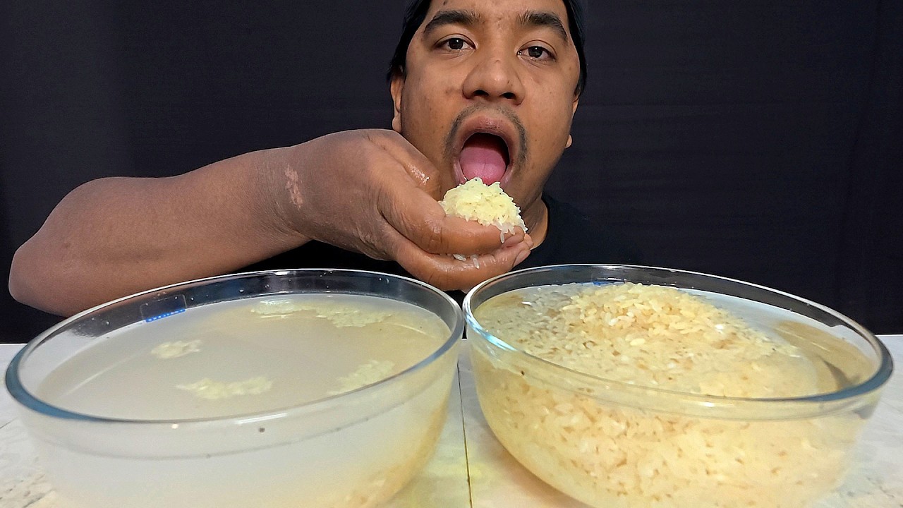 HARD RAW RICE & WATER EATING VIDEOS WITH HANDS | BIG BITE EATING | RAW RICE MUKBANG