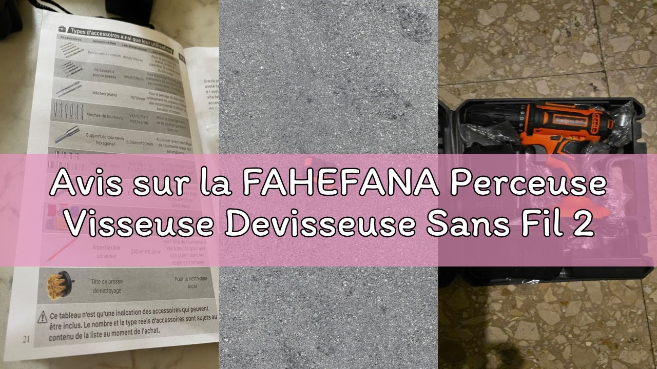 Avis sur la FAHEFANA Perceuse Visseuse Devisseuse Sans Fil 20V, avec Batterie 2.0Ah, 42Nm, 25+1 R&eacute;gl