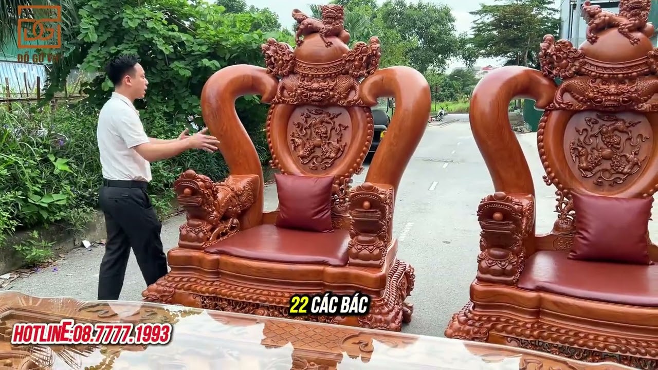 Siêu phẩm nghê hoàng đế cột 22 chân 22 gỗ gõ đỏ