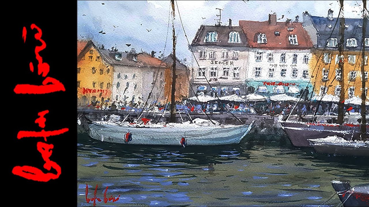 How to Paint a Denmark Scene - Skagen`s Building Watercolor Painting Demo