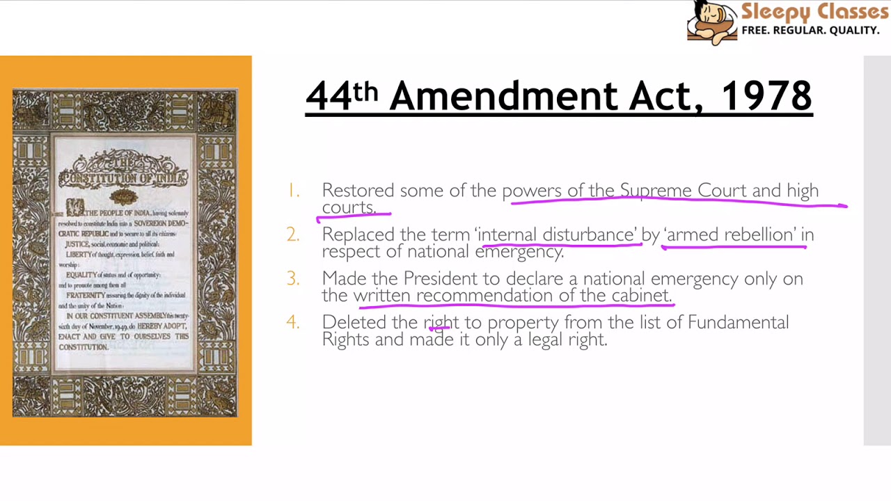 44th amendment act - One Minute Series for UPSC || IAS || Prelims