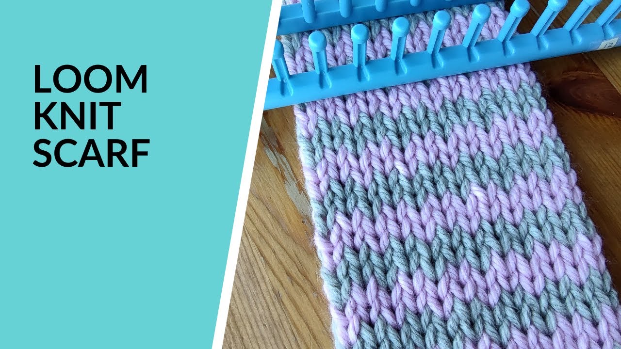 Loom Knit Scarf with Horizontal Stripes | Two Colours | Double Knitting | Long Loom