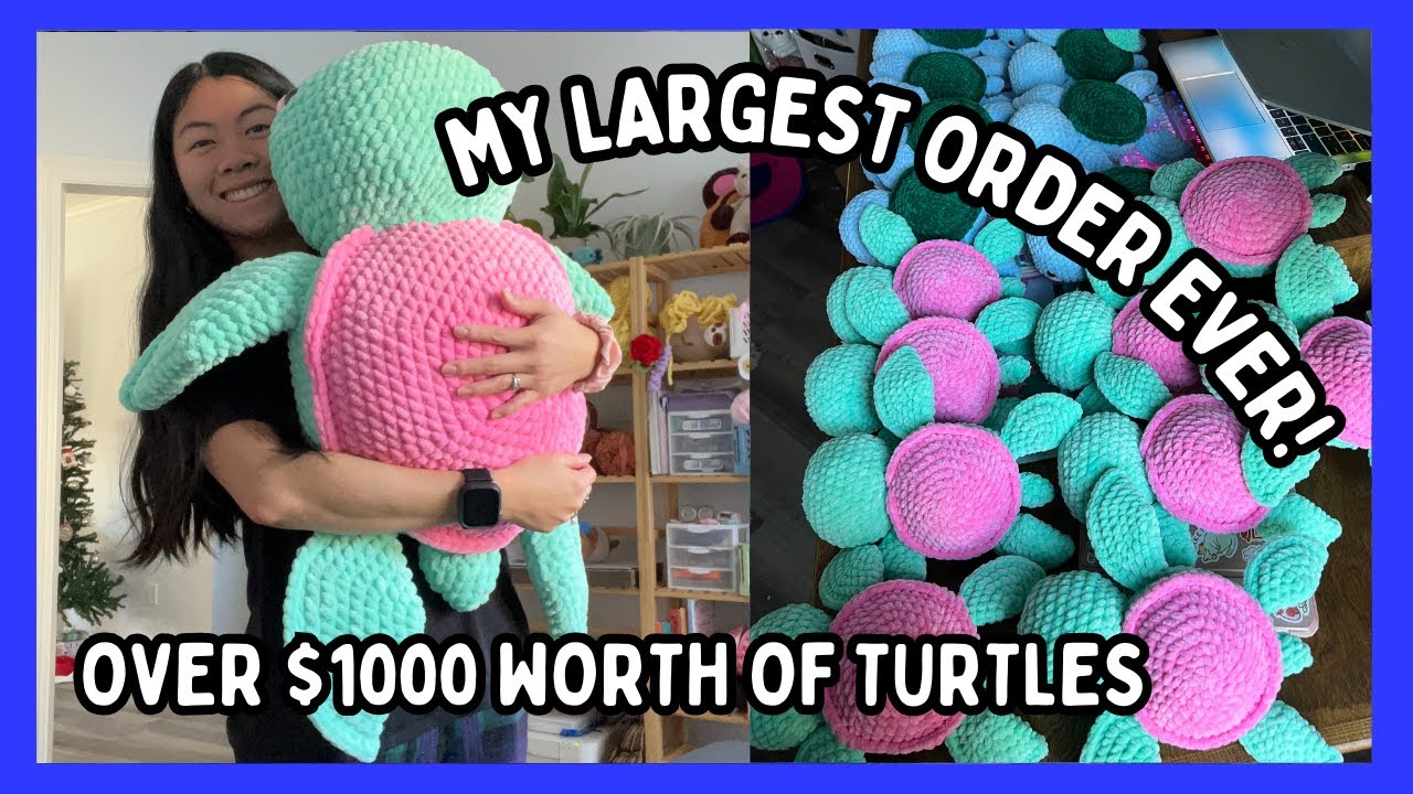 Making My LARGEST Order Ever 💕 Over $1000 worth of turtles! Crochet With Me Vlog🦋