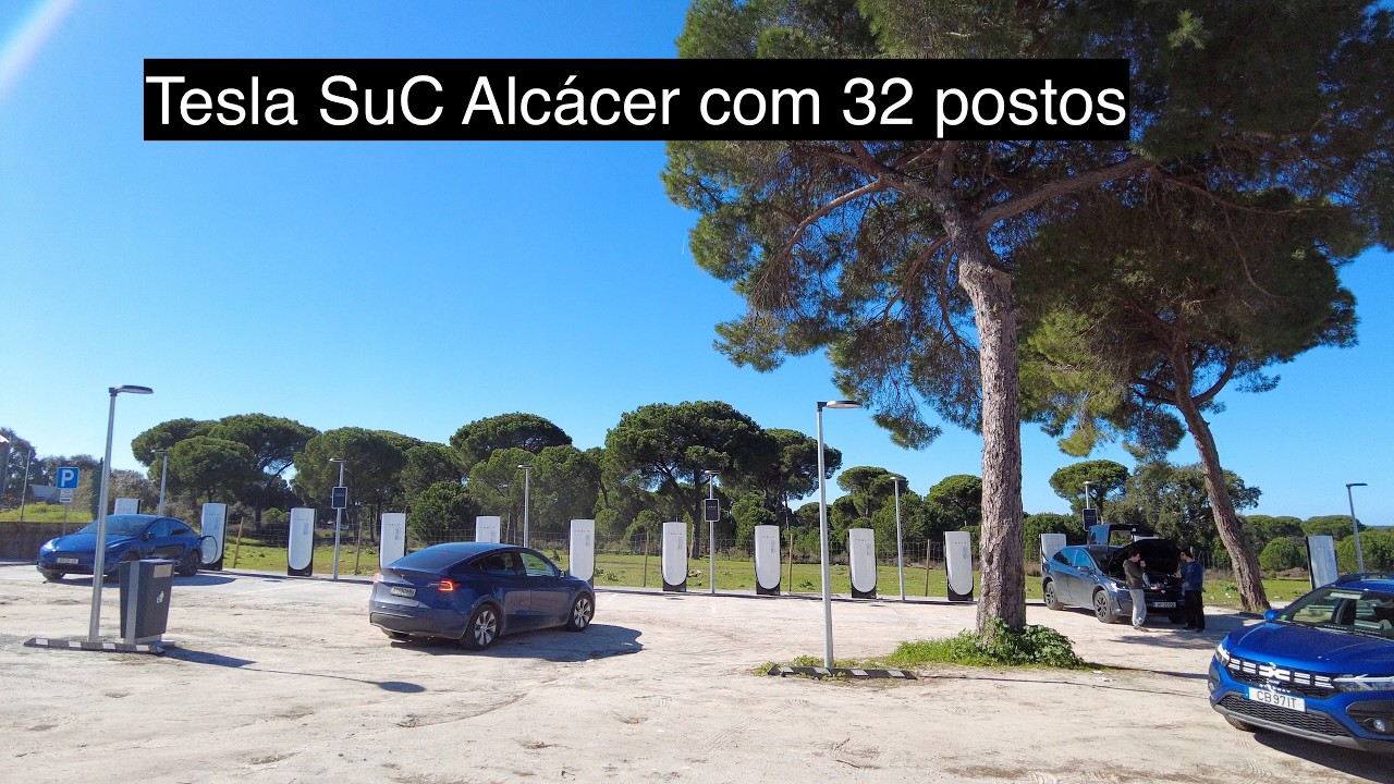 Tesla SuC Alcácer já com 32 postos de 250kw, agora sim!