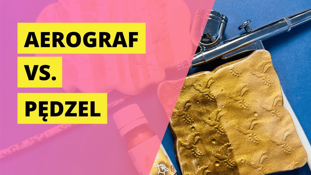 Porównanie! Złota farbka spożywcza - efekt nakładania aerografem i pędzlem