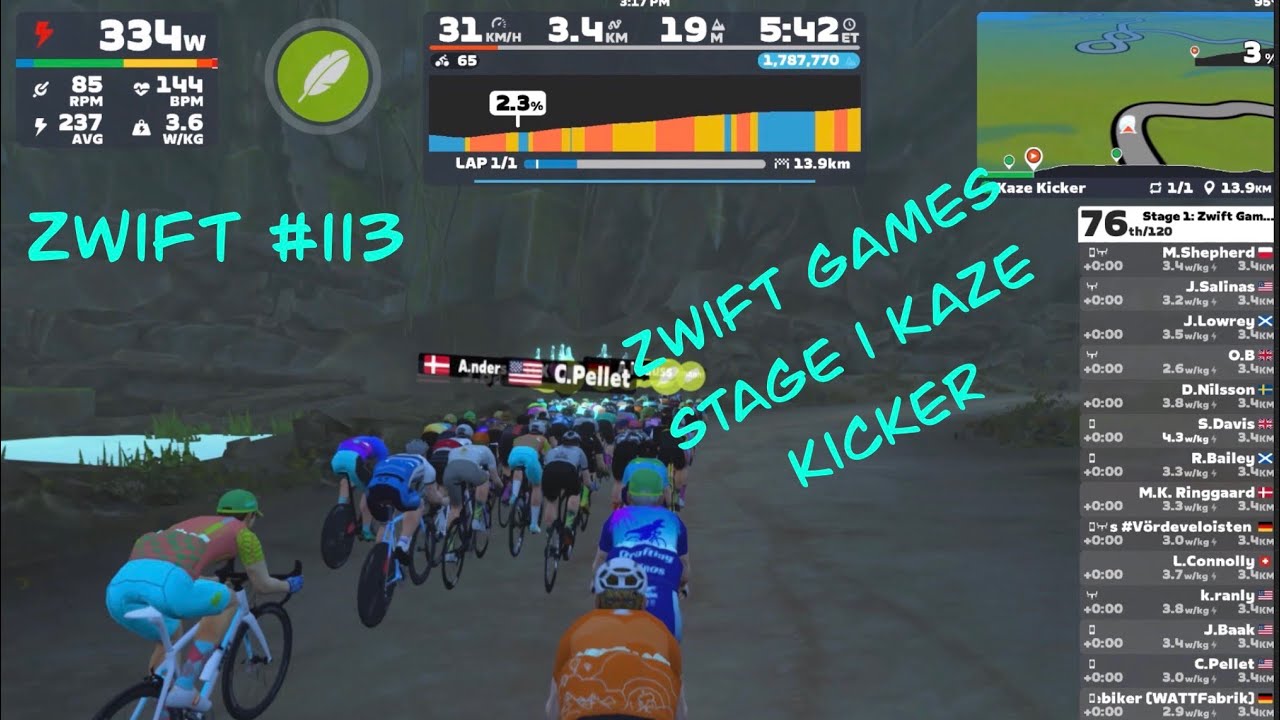 Zwift #113 Zwift Games, этап 1, Казе Кикер