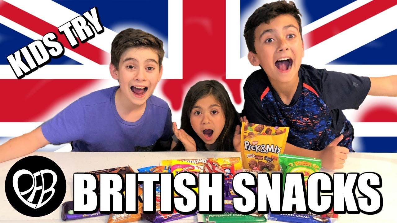 UK BRITISH FOOD TASTE TEST | AMERICANS TRY BRITISH SNACKS FOODS  | PHILLIPS FamBam Taste Test