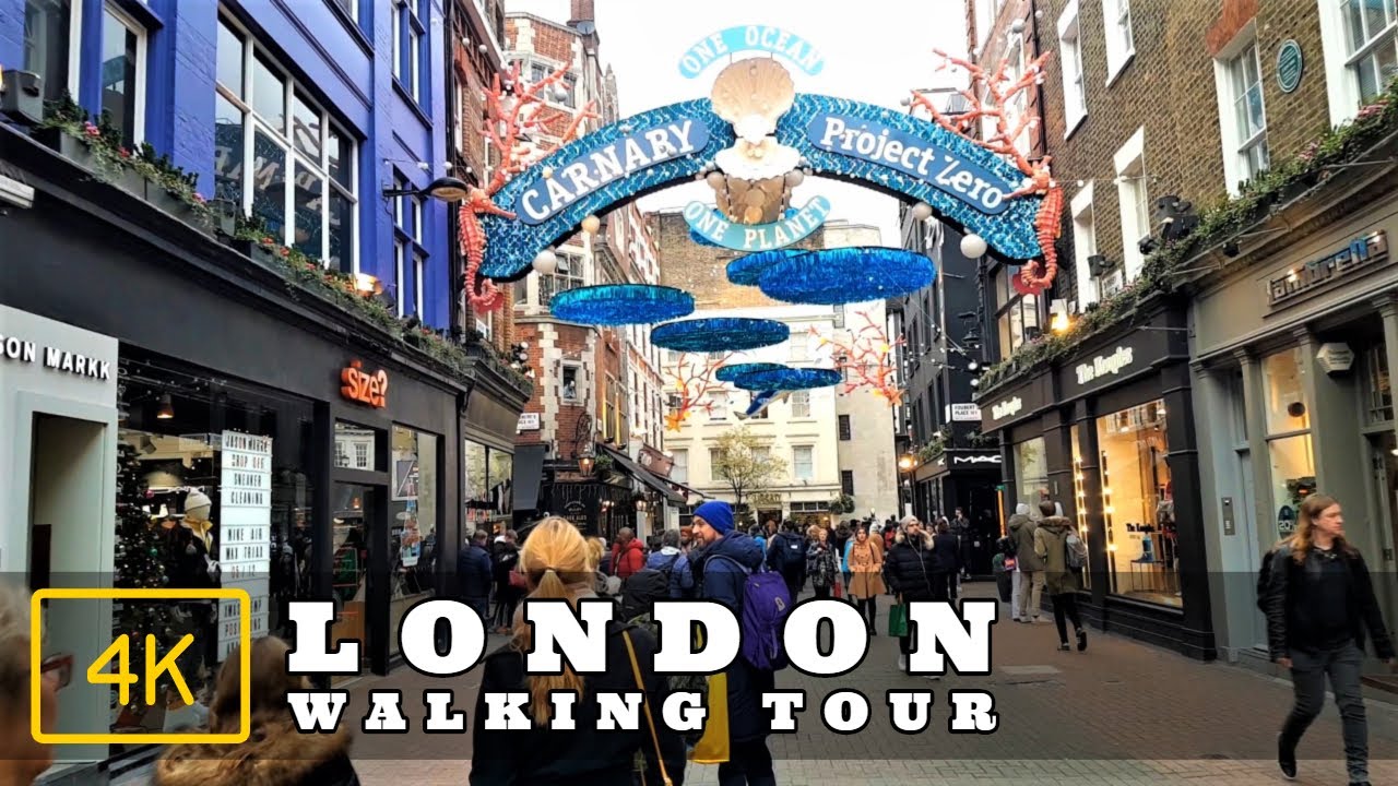 London Walking Tour 4K | Piccadilly Circus to Oxford Street via Regent Street and Carnaby Street