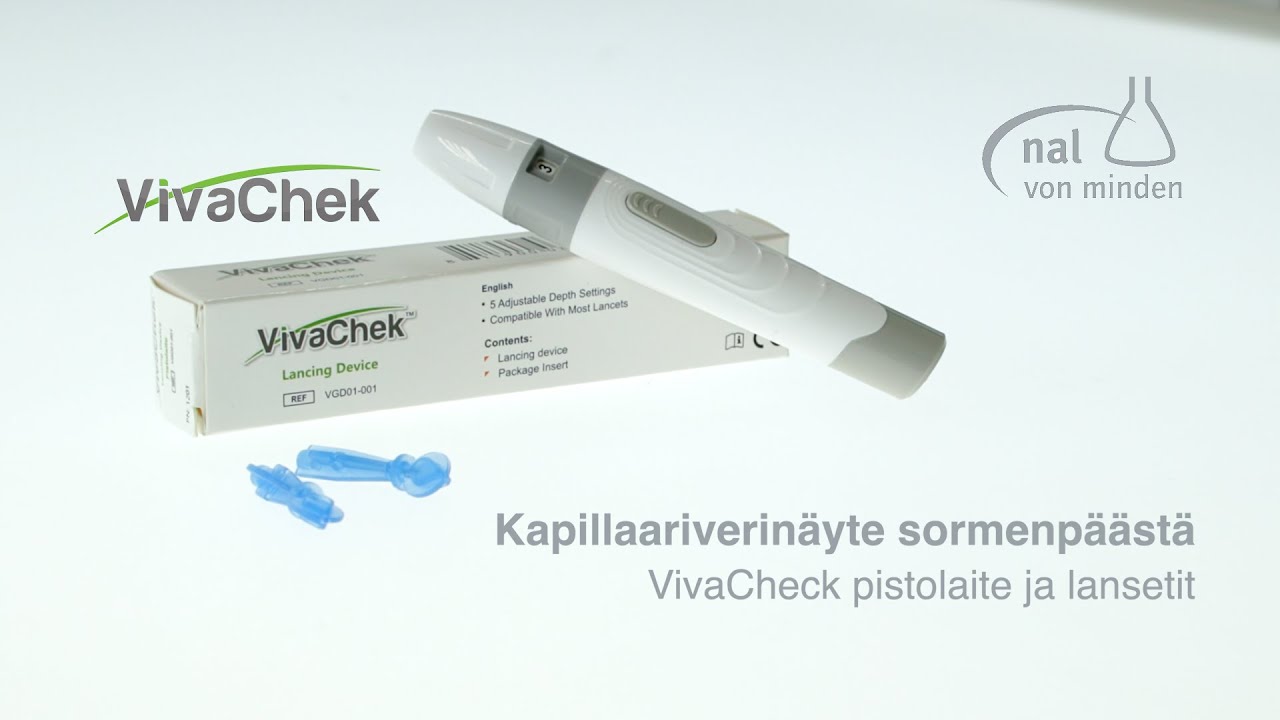 VivaCheck pistolaite ja lansetit | Kapillaariverinäyte sormenpäästä