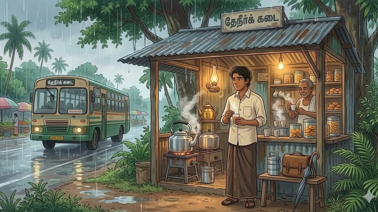 A Bus Journey Through Rainy Tamil Nadu 🌧️ | Calm Countryside Story@Kids.no.1.stories 