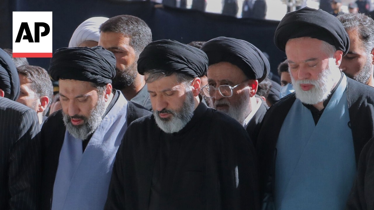 Sons of late Iran Supreme Leader Ayatollah Ali Khamenei attend his funeral