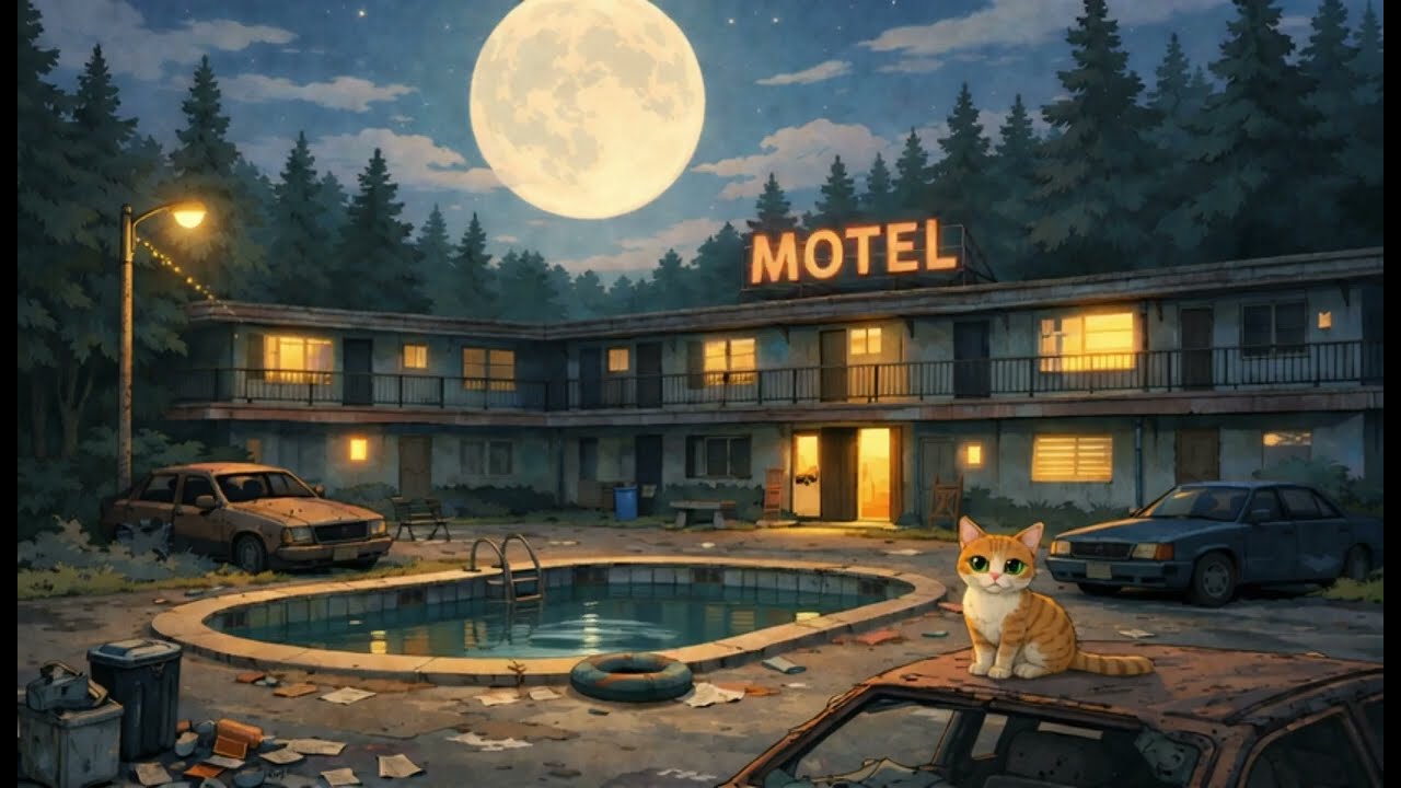 Cozy Roadside Motel at Night 🏨 Studio Ghibli Inspired Ambience