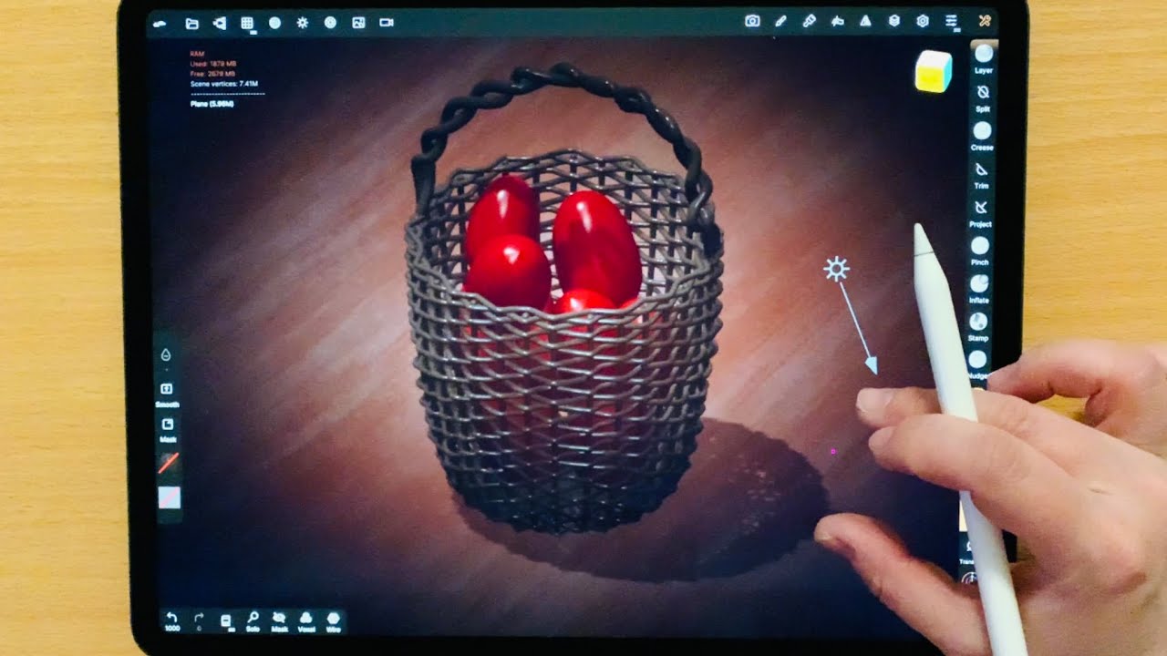 Easter Basket and Eggs in Nomad Sculpt