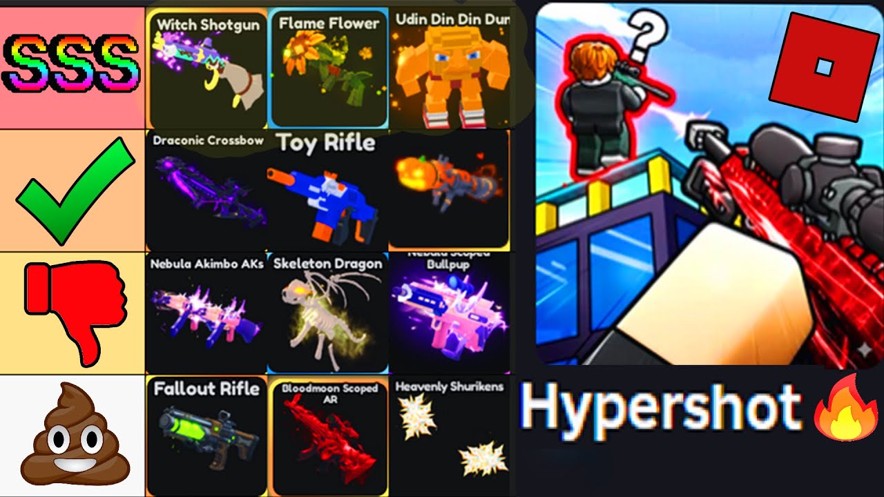 🔥ТИР ЛИСТ ПРЕМИАЛЬНЫХ ОРУЖИЙ В Hypershot🔥| Roblox