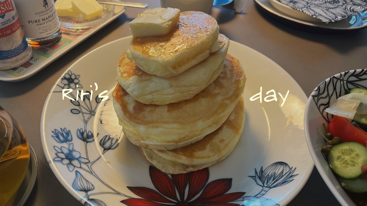 お昼に米粉のホットケーキ🥞📝｜月の振り返り・アメリカでの日常｜
