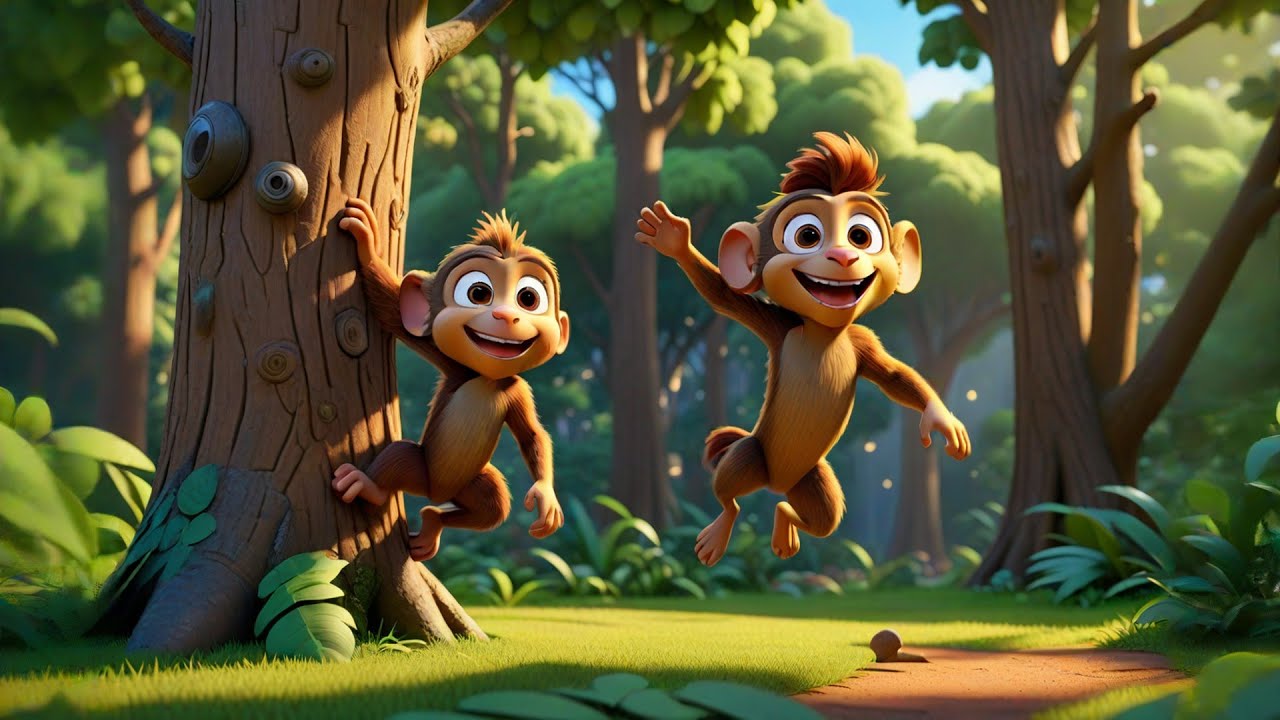Three Little Monkeys Swing All Day | Monkey Counting | Fun Jungle Rhyme for Toddlers & Preschoolers