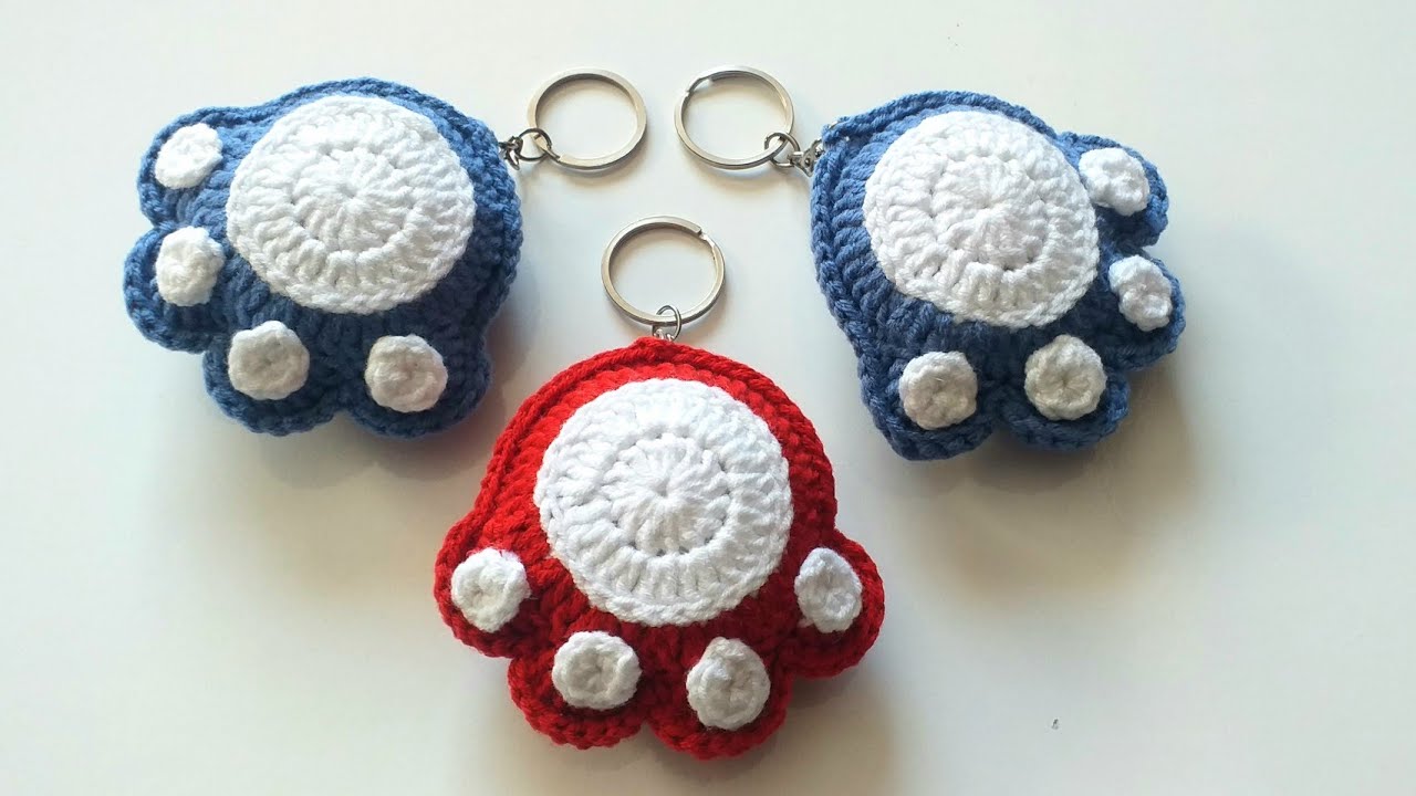 ÇOK KOLAY  KEDİ PATISI ANAHTARLIK YAPIMI/CROCHET CUTE KEYCHAİN