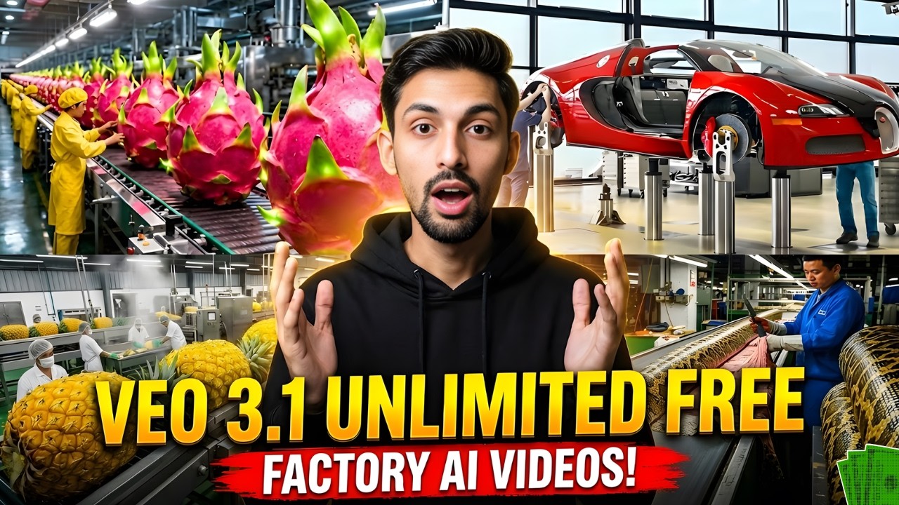 How to Make AI Factory Process Videos for FREE  | Unlimited Veo 3 TRICK