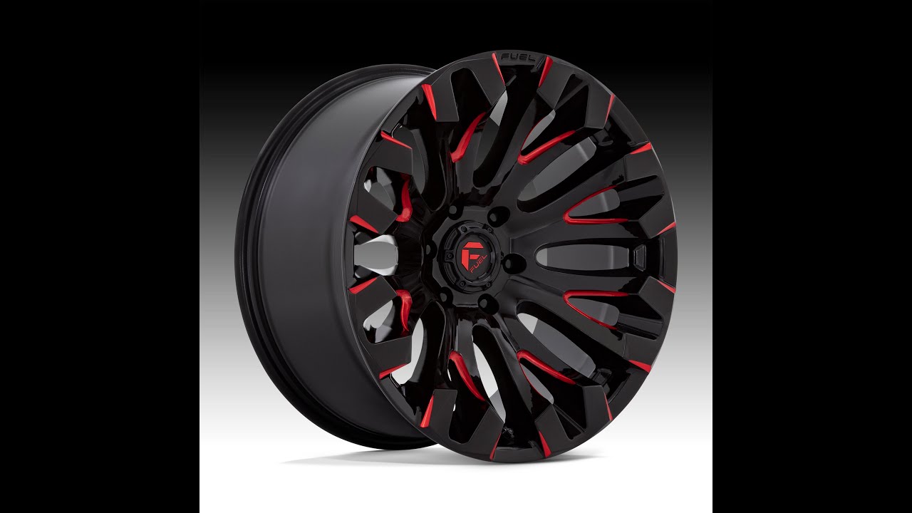 Fuel Quake D829 Gloss Black Red Milled Custom Truck Wheel