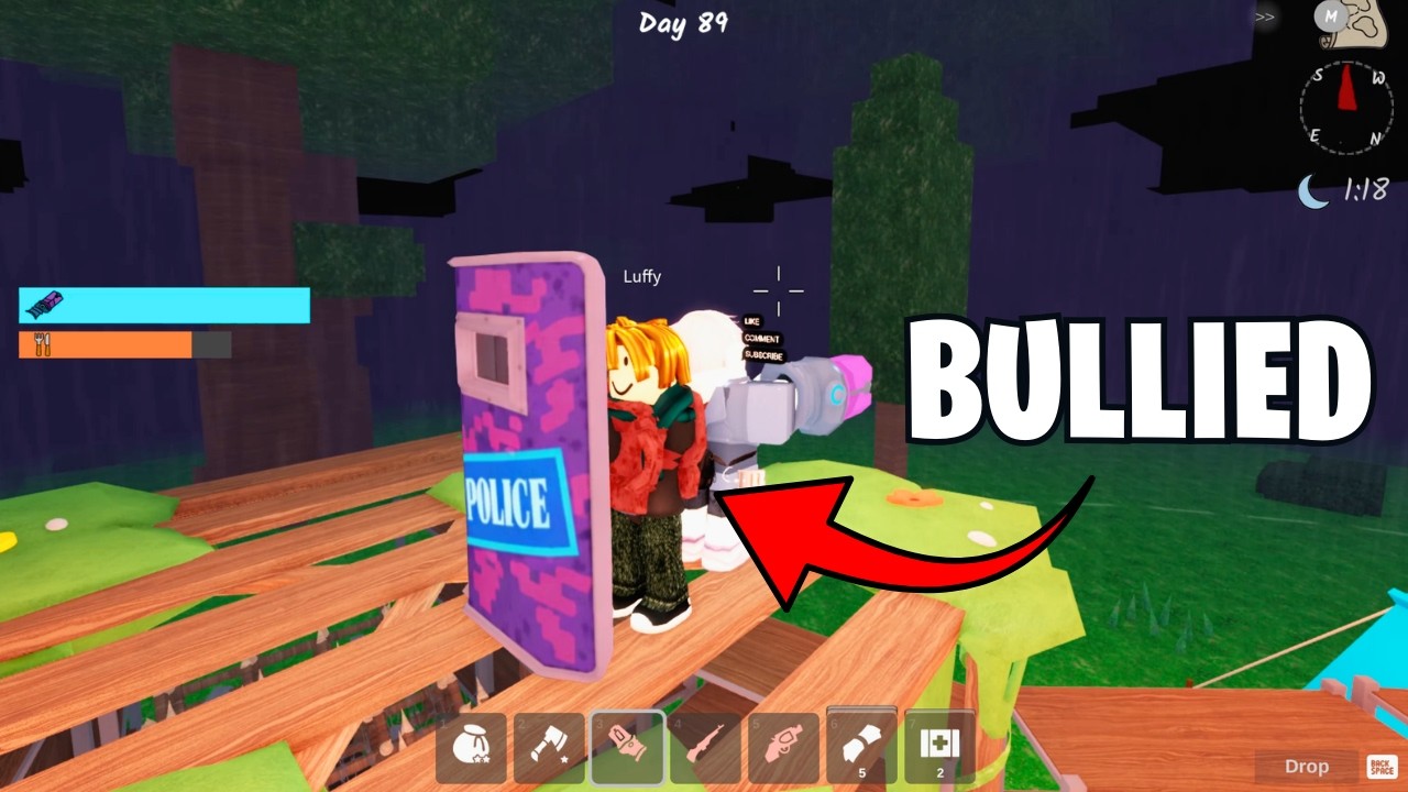 Helping BULLIED Player Survive 99 Nights in the Forest ROBLOX