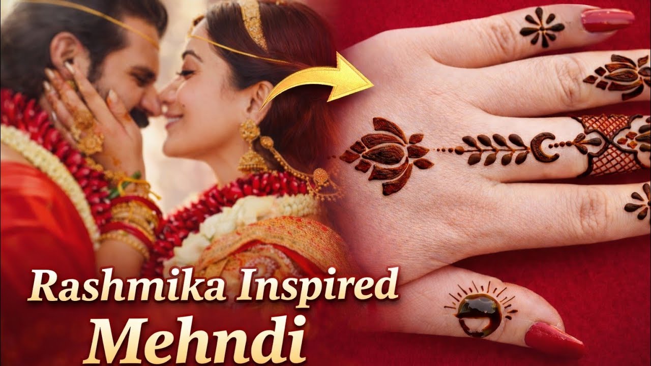 Rashmika Mandanna Inspired Bridal Mehndi Design 💍 Full Hand Bridal Mehndi | Rashmika married Pics 