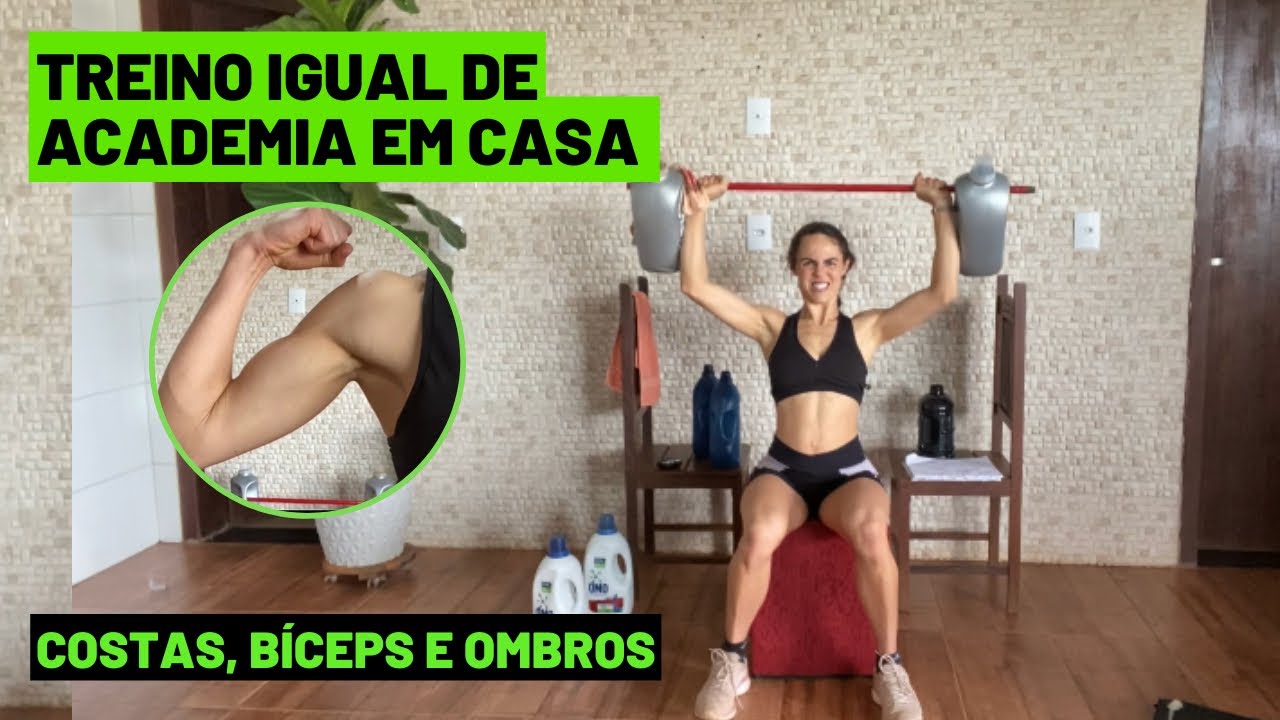 Treino de superiores para mulheres! Costas, bíceps e ombros em casa