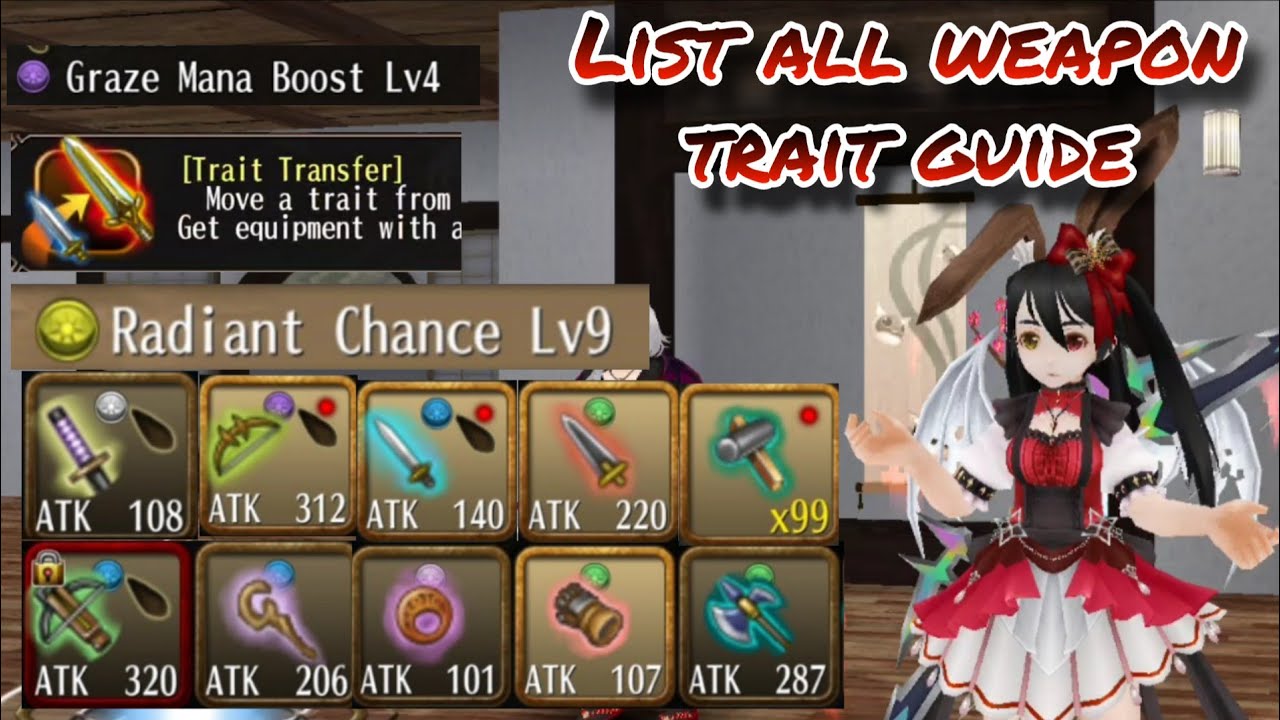 Toram online - trait guide list all weapon location & magic hammer, radiant chance lvl 9 - yusagi