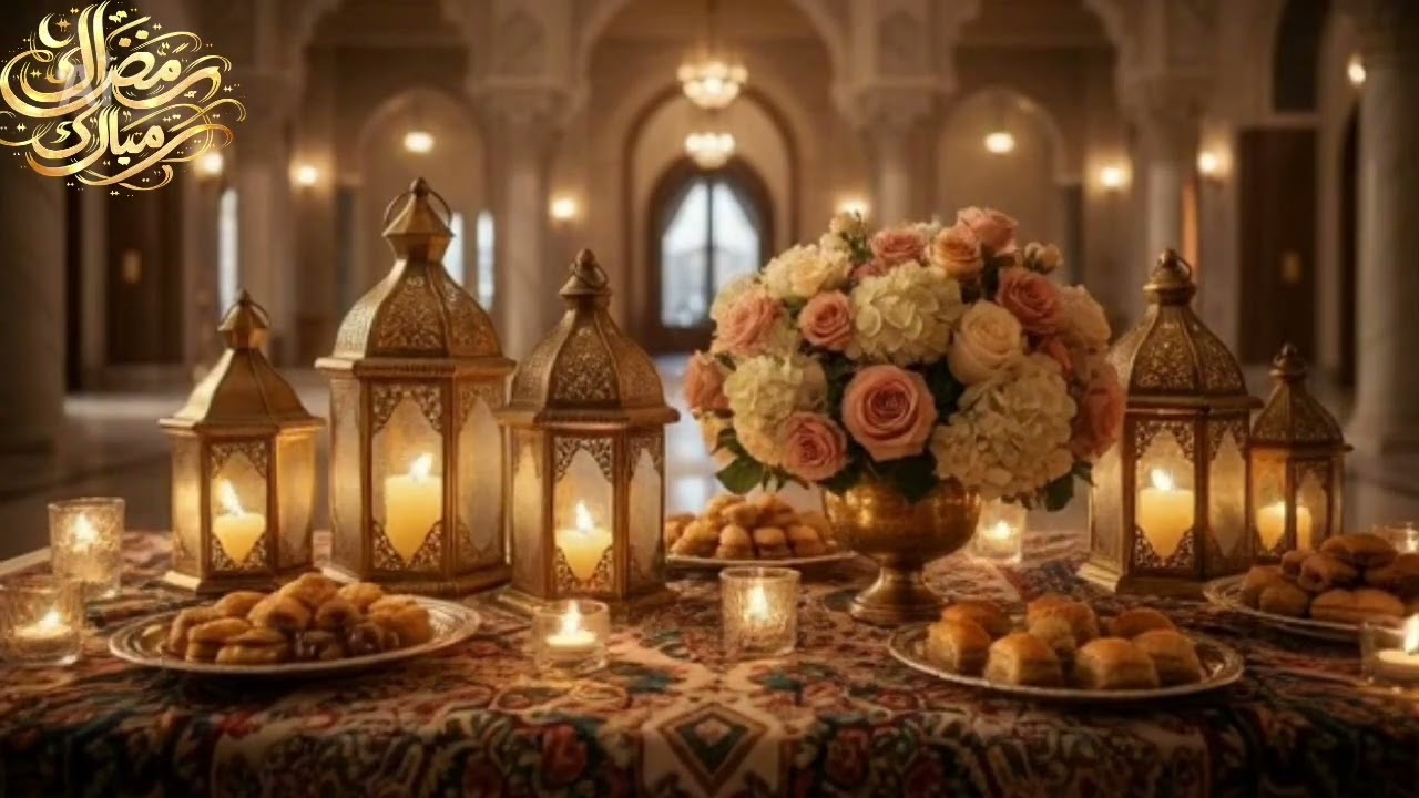 Ramadan 4K Golden Lantern Ambience 🌙🕌| 2Hours Relaxing Islamic TV Background