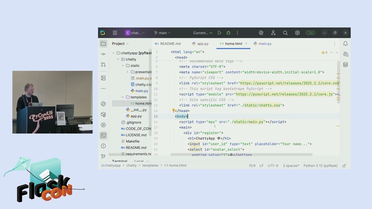Let's PyScript: Flask frontends in Python! - Nicholas Tollervey & Paul Everitt