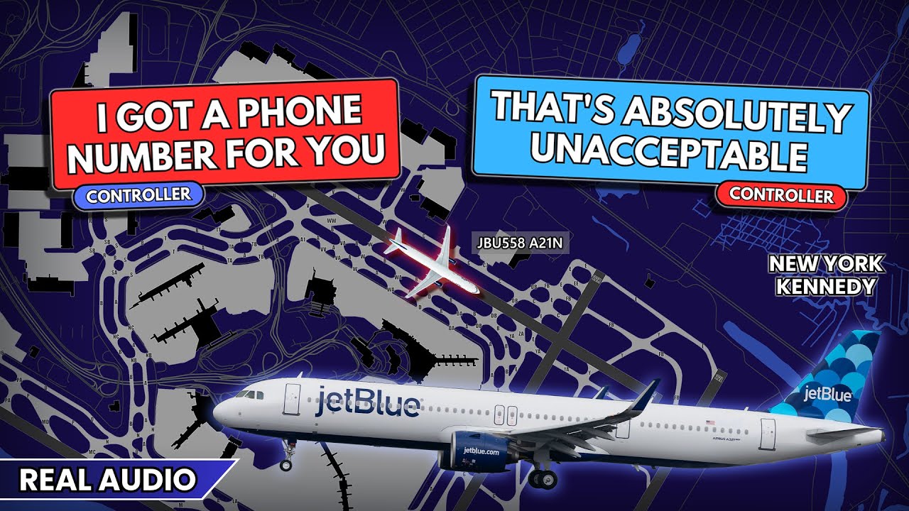 JetBlue pilot IGNORES Tower&rsquo;s instructions and gets a phone number at JFK Airport. Real ATC
