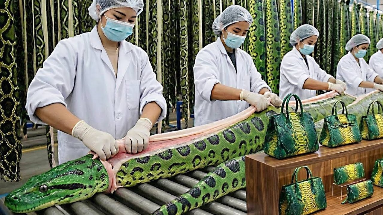 Inside the TITAN FACTORY: Processing Giant ANACONDA Hide (The World's Largest Snake)