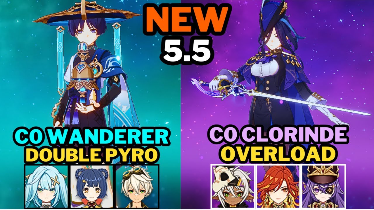 [NEW Spiral Abyss 5.5] C0 Wanderer Double Pyro & C0 Clorinde Iansan Overload | Genshin Impact
