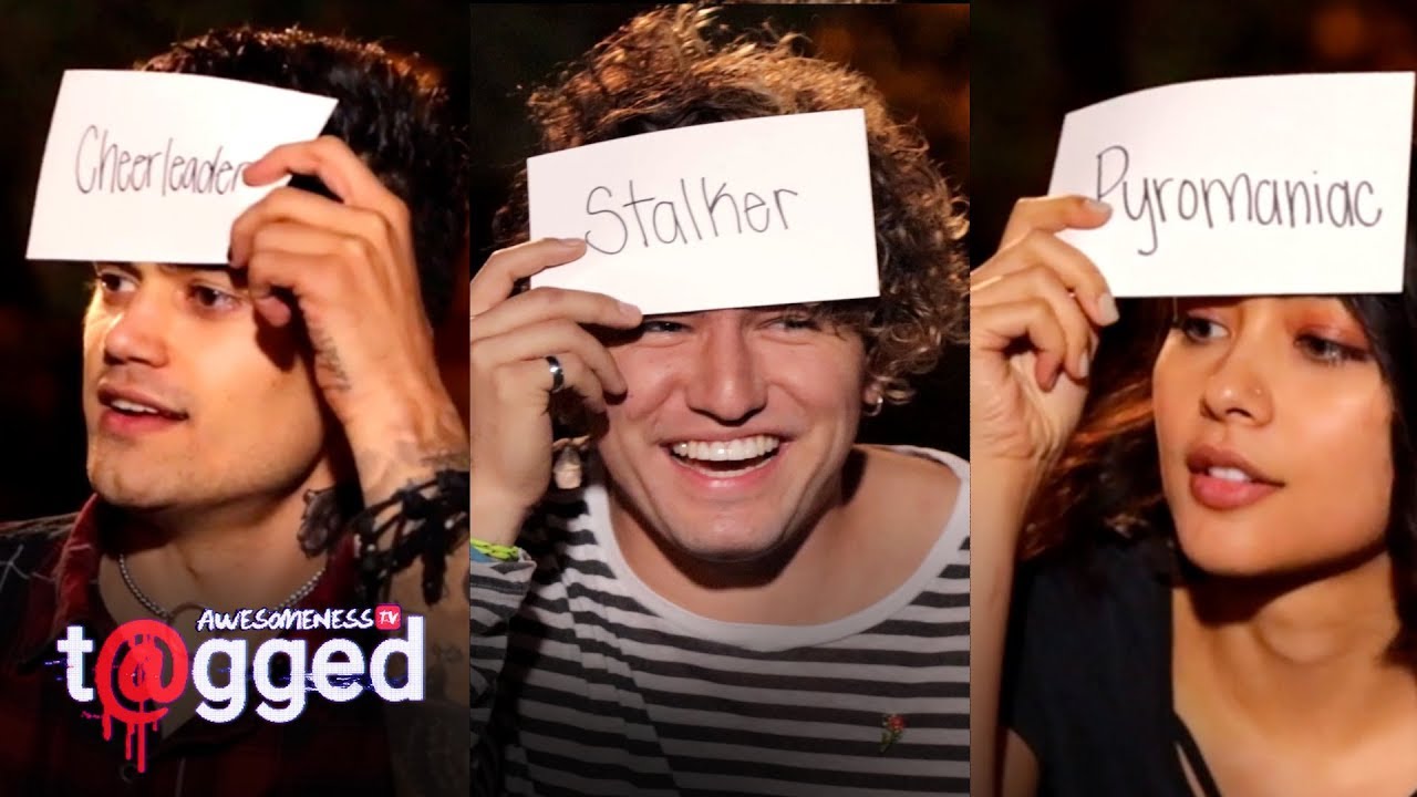 JC Caylen and the cast of T@gged play Heads Up!