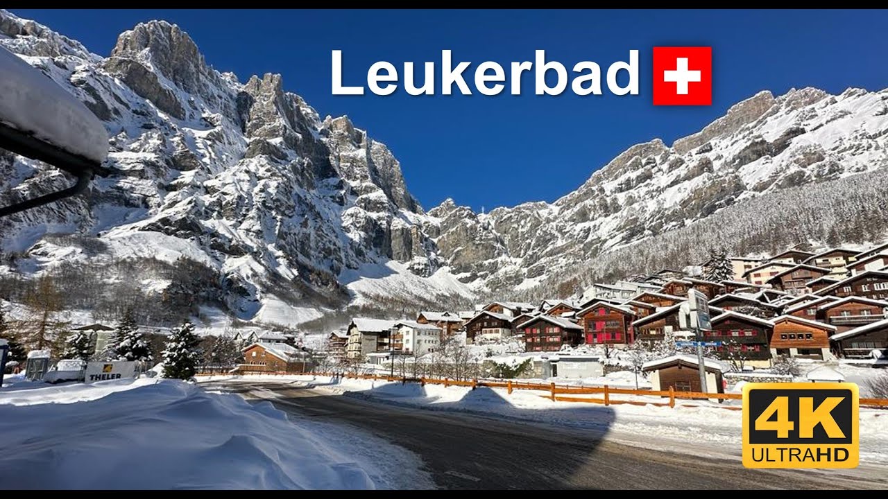 Leukerbad - Switzerland - Christmas - Walking tour 4K #switzerland #thermalbaths #swissvillage