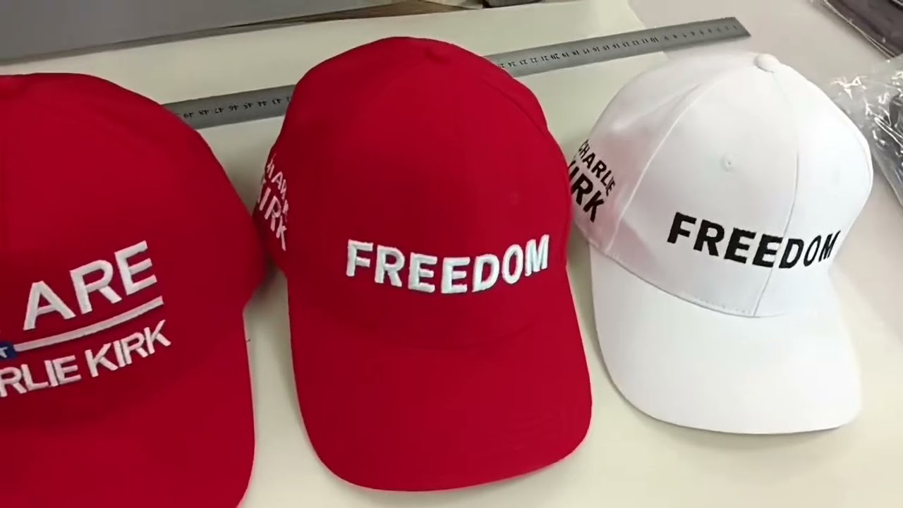Charlie Kirk baseball caps with custom embroidery logos