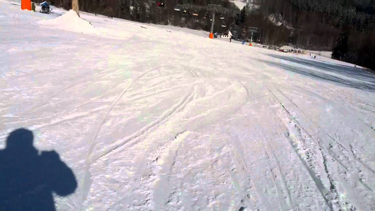 Abfahrt Skigebiet Lipno mit Sturz bei 1,20 Minuten