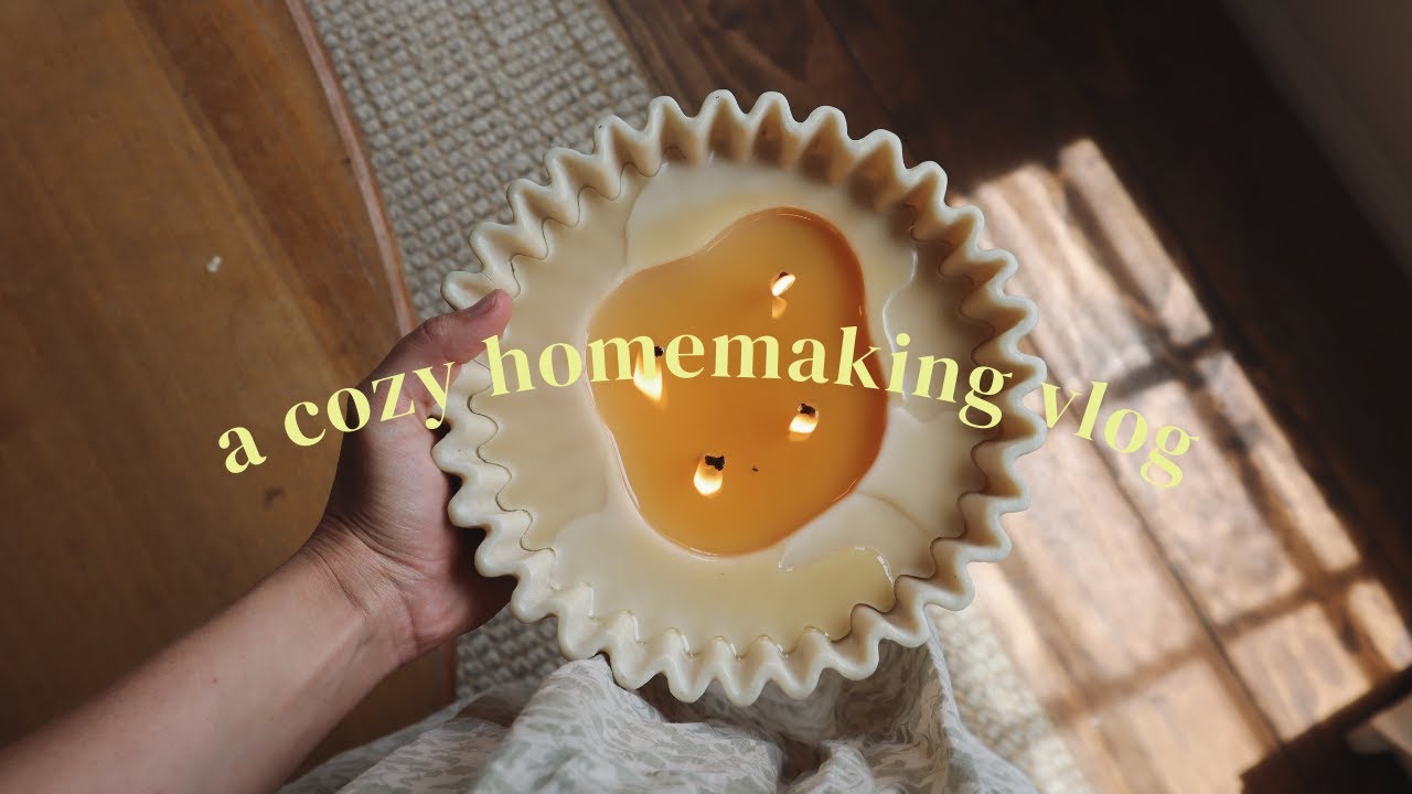 Cozy homemaking vlog: thrift haul & homemade beeswax candle