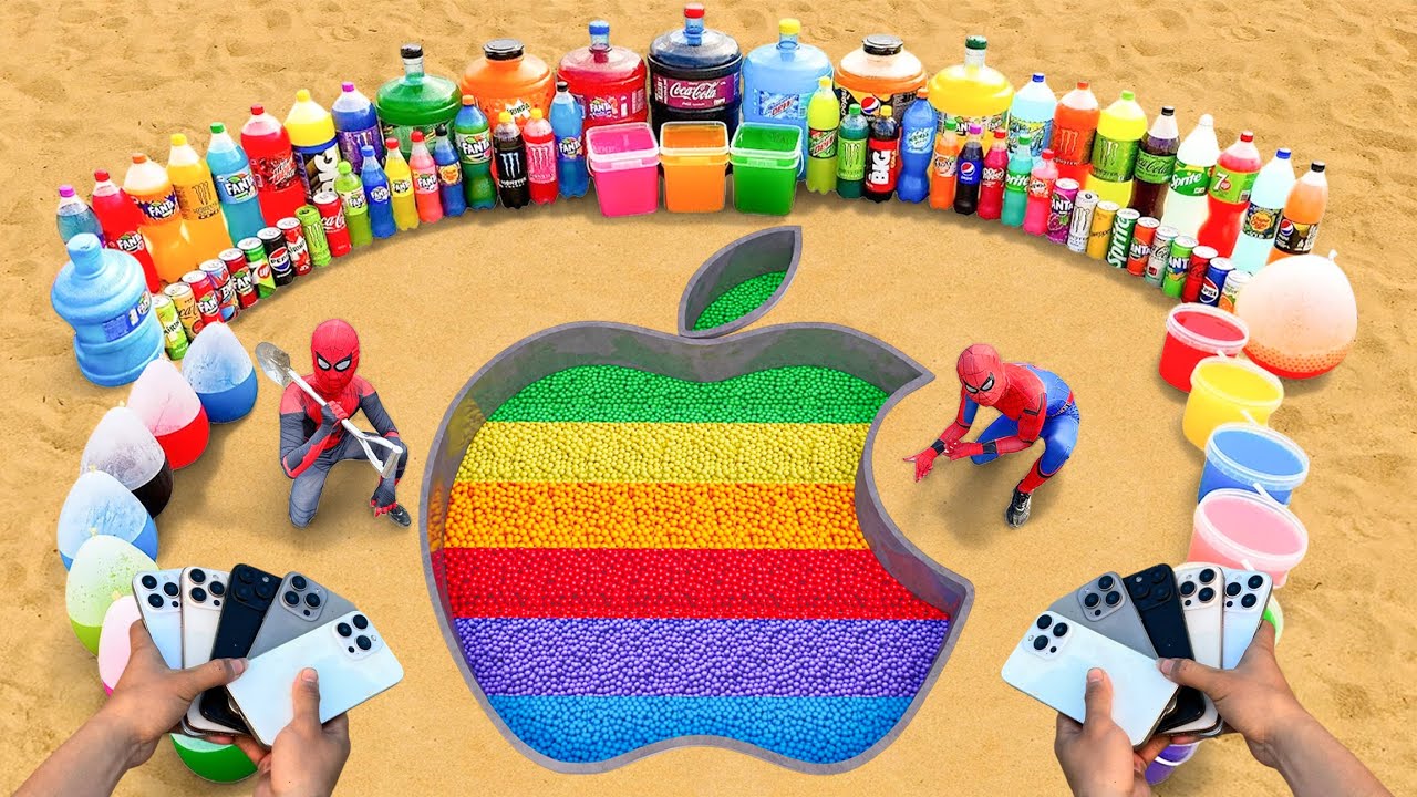 EXPERIMENT: iPhone 16 Pro & iPhone 15 and Big Coca Cola vs Mentos, Fanta, Monster, Pepsi Underground