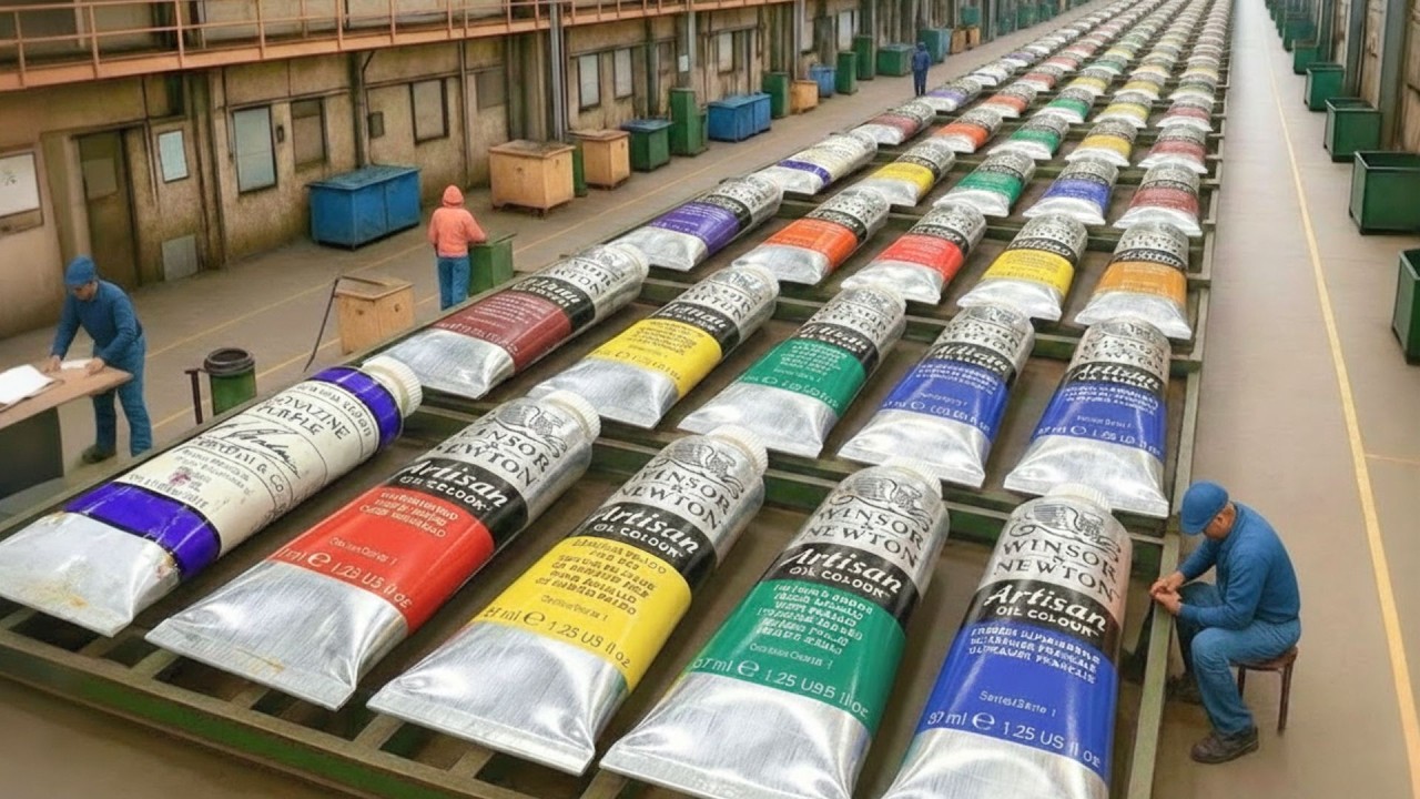 HOW OIL PAINT IS PRODUCED FROM PIGMENT POWDER IN A MASSIVE FACTORY LINE