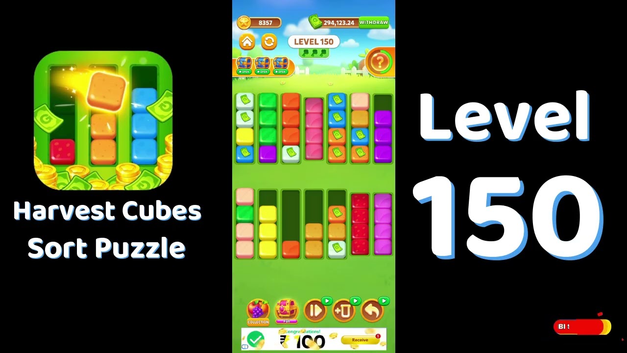 Harvest Cubes Level 150 Walkthrough | Sort Puzzle | Solutionguruji