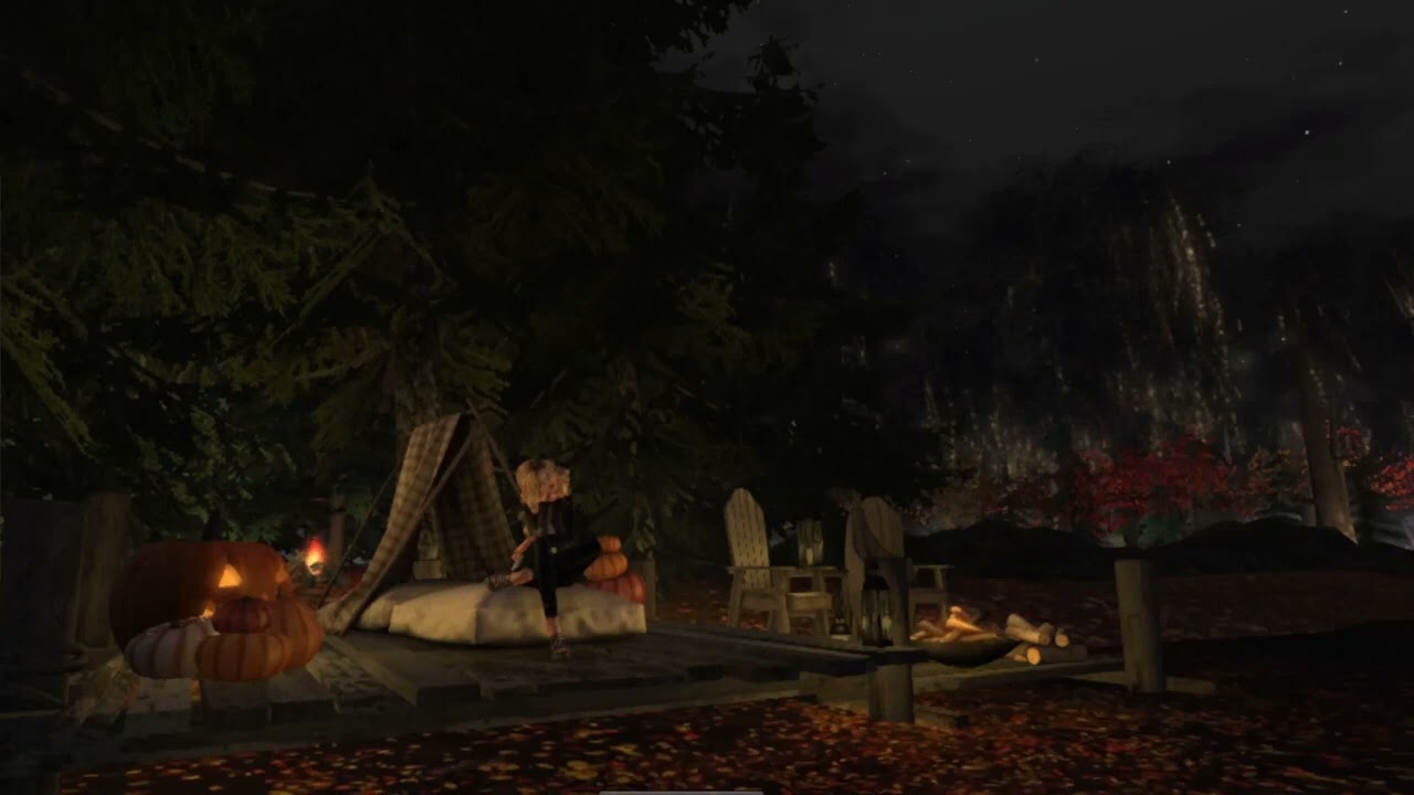Ambience: Haunted Halloween Campfire - Fire, Wailing Winds & Creepy Sounds (Second Life)