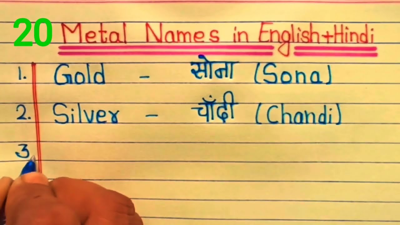 20 metal names in english and hindi ! Metal names in hindi ! Metal names in english ! Metal Names