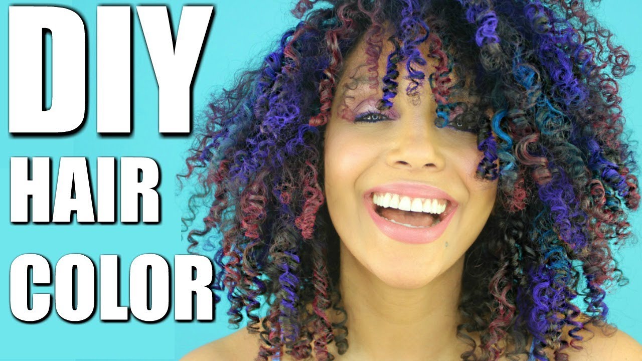 EASY COLORFUL TEMPORARY HAIR COLOR ON DARK CURLY HAIR |  DISCOCURLSTV