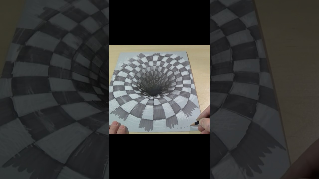 Draw a 3D Op-Art Hole #art #drawing #short