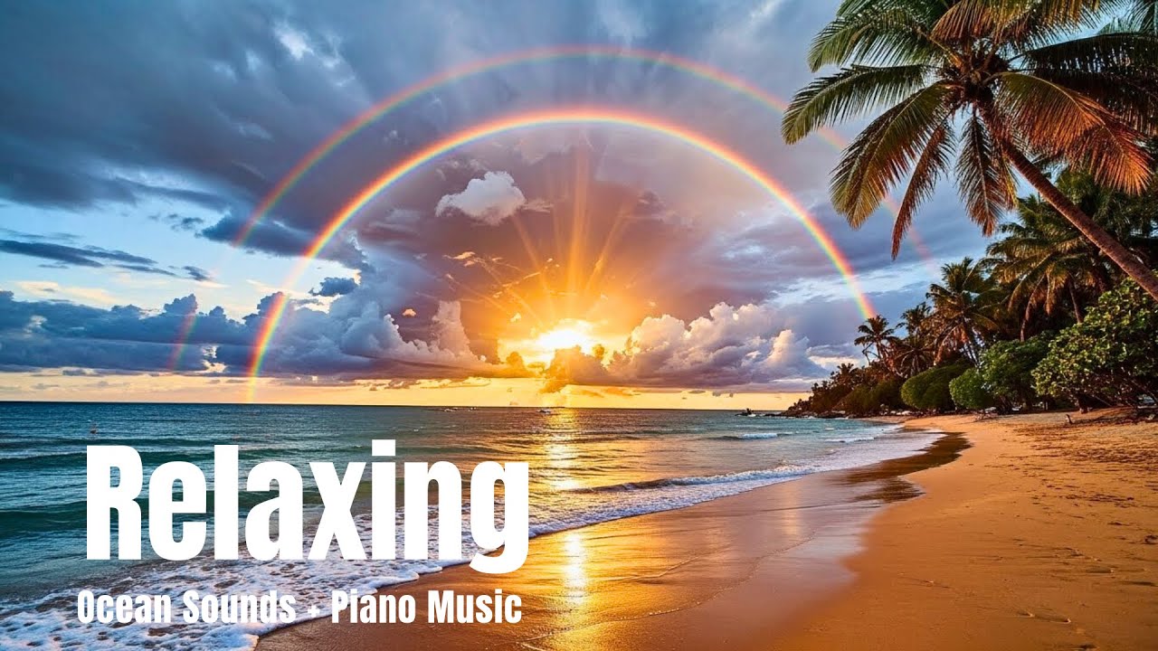 Relaxing Ocean Waves  Deep Sleep, Stress Relief & Peaceful Mind, Sunset Beach