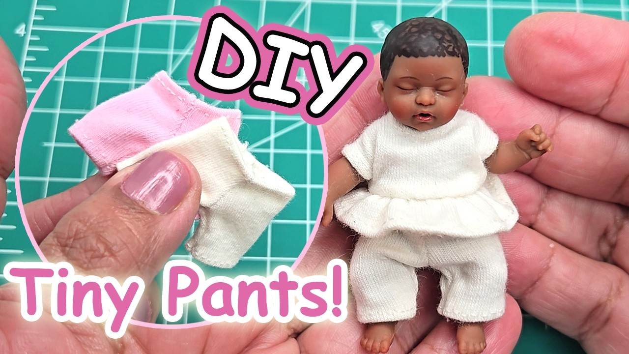 DIY My Mini Baby Doll Clothes! Making Tiny Pants from Scratch for My Mini Baby Series 2!