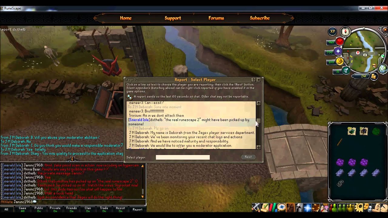Runescape Player Moderator Scam.