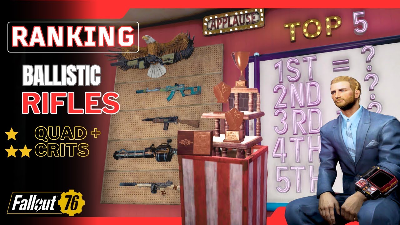 Fallout 76 || Top 5 Ballistic Rifles You Need | Ranked | Quad + Crit Legendaries