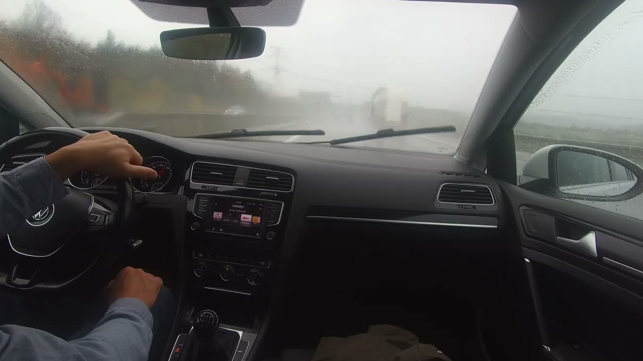 POV Drive VW Golf tdi rainy highway